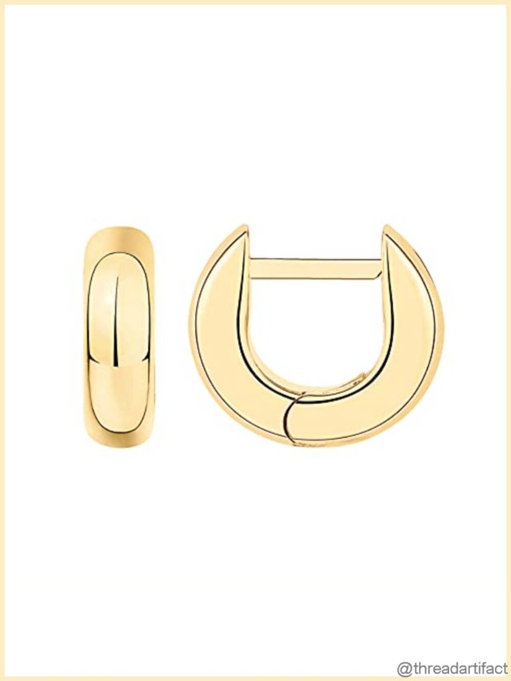 14K Gold Plated Chunky Huggie Hoop Earrings 13mm Hinged
